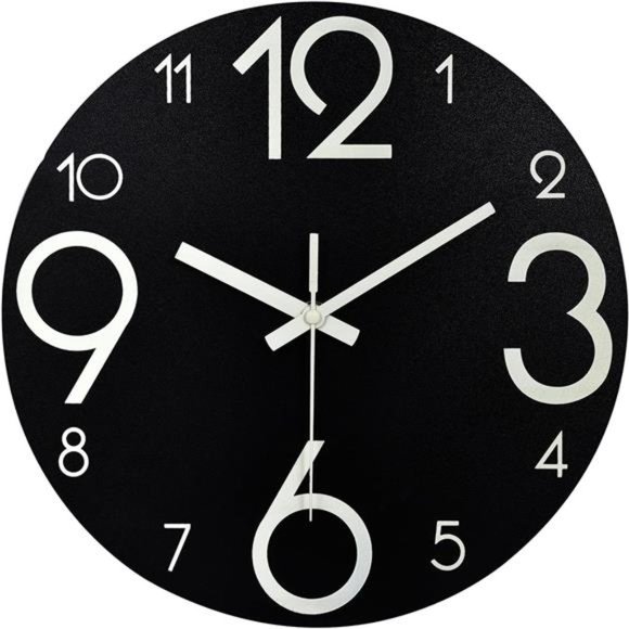 Luminous Wall Clocks - 12'' Non-Ticking Silent Wooden Clock with Night Light - Picture 2 of 5